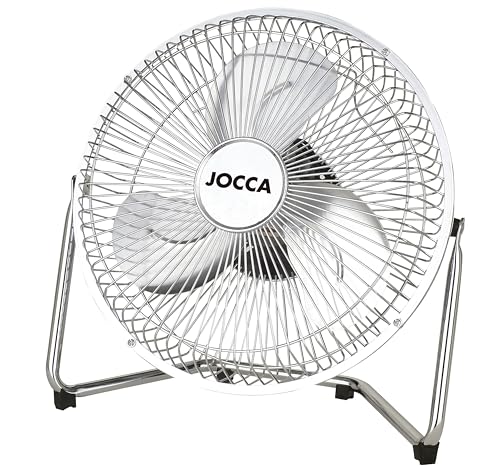 Jocca - Industrieller Bodenventilator 21 cm/3 Geschwindigkeiten verstellbar/Tischventilator 20 W/Ventilator mit 3 Metallflügeln/Mit Griff/Abmessungen 28,5 * 13 * 29,5 cm