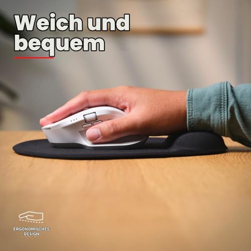 Trust Bigfoot Ergonomisches Mauspad mit Gelkissen 236 x 205 mm, Softgel Handballenauflage, Mikrofaseroberfläche, Mousepad mit Handauflage, rutschfeste Unterseite - Schwarz