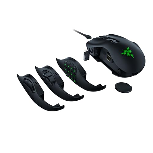 Razer Naga V2 Pro - Kabellose MMO-Gaming-Maus (HyperScroll Pro Rad, Anpassungsfähigkeit und Kontrolle, HyperSpeed Wireless, Focus Pro 30K Optischer Sensor, Optische Mouse Switches Gen-3) Schwarz