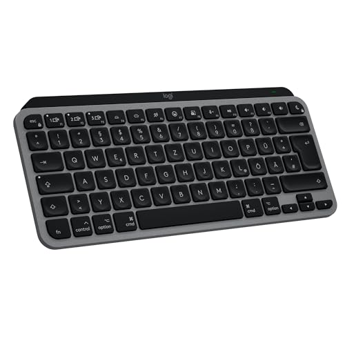 Logitech MX Keys Mini für Mac – minimalistische kabellose Tastatur | Für MacBook Pro, Air, iMac, iPad, Bluetooth, Hintergrundbeleuchtung, USB-C, flüssiges Tippen, DEU QWERTZ - Grau