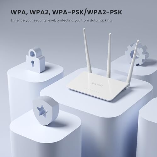 Tenda F3 N300 WLAN Router, 300Mbit/s, nur 2,4GHz, 3 * 5dBi Externe Antennen, 3 LAN/WAN-Port, Kindersicherung, Gastnetzwerk, Access Point Modus, Keine DSL-Funktion, für Wohnung mit 1-2 Zimmern, Weiß