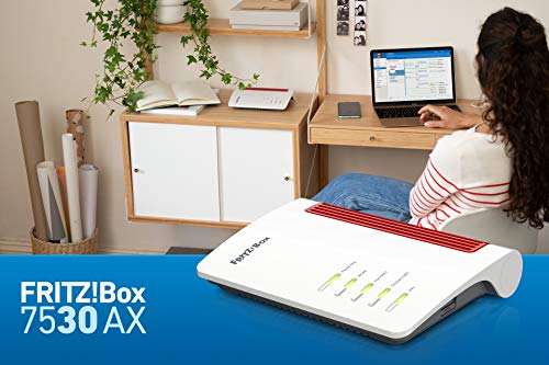 AVM Fritz!Box 7530 AX WI-FI 6 Router (DSL/VDSL,1.800 MBit/s (5GHz)&600 MBit/s (2,4 GHz),bis zu 300 MBit/s mit VDSL-Supervectoring 35b,WLAN Mesh, DECT-Basis, geeignet für Österreich