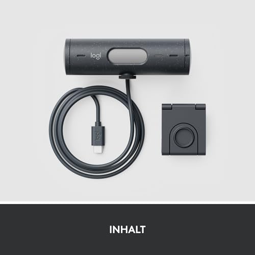 Logitech Brio 500 Full-HD-Webcam, 1080p Webcam, USB-C-Kabel, Graphit | USB Webcam mit Doppelmikrofon, Rauschunterdrückung, automatischer Lichtkorrektur und Zeigemodus, Konferenz-Webcam
