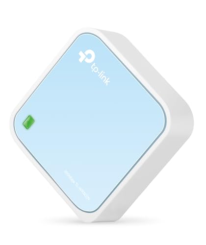 TP-Link TL-WR802N N300 WLAN Nano Router (Tragbar, Accesspoint, TV Adapter, Repeater, Router, Client, 300 Mbit/s (2,4GHz), Media, FTP Server), blau/weiß, 57 x 57 x18 mm