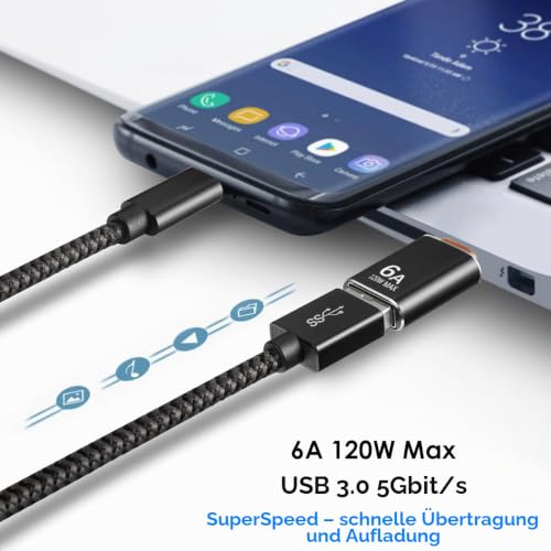 USB auf USB C Adapter 4 Stück, USB C Buchse auf USB A Stecker Adapter x2 | USB A 3.0 Buchse auf USB C Stecker Adapter x2, Kompatibel mit MacBook iPhone 17/16/15 iPad Samsung Galaxy S25 S24 A16 Laptop