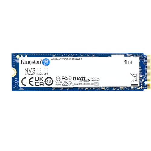 Kingston NV3 NVMe PCIe 4.0 Interne SSD 1TB M.2 2280-SNV3S/1000G | Lesen/Schreiben bis 6.000/4.000MB/s, Gewicht 7g, für Desktop-PCs und Notebooks
