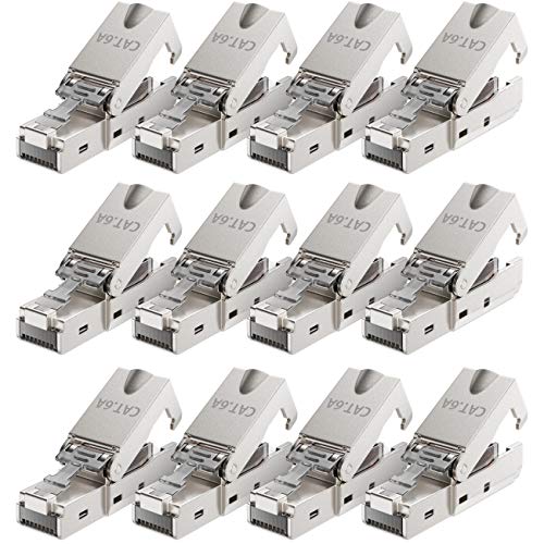 deleyCON CAT 6a Netzwerkstecker RJ45 LSA, geschirmt, 10 Gbit/s, 12 Stück