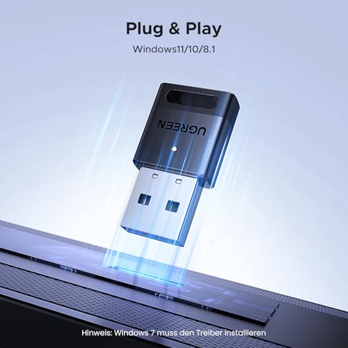 UGREEN Bluetooth Adapter PC 5.4 USB Bluetooth Dongle PC Stick für Windows | für Win 11/10/8.1,Plug&Play,geringe Latenz,Tragen Sie eine Staubkappe