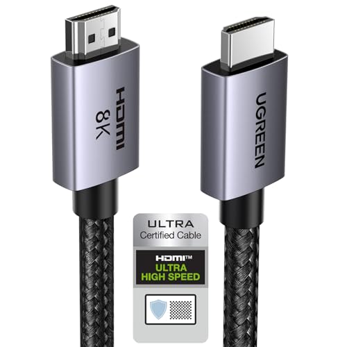 UGREEN HDMI 2.1 Kabel, 8K@60Hz, 4K@240Hz, HDMI zertifiziert, 48Gbps, 2M | Aluminiumgehäuse, Nylongeflecht, HDR, eARC, VRR, ALLM, Dolby Atmos, kompatibel mit PS5, TV, PC, Laptop, Monitor, Projektor