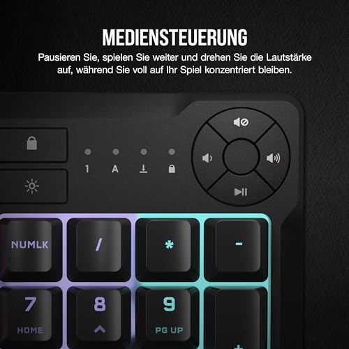 Corsair K55 CORE RGB Membran Kabelgebundene Gaming-Tastatur – Schwarz