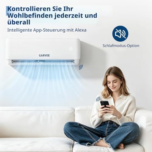 Klimaanlage Split, 24000 BTU Inverter Klimagerät mit Kühlung und Heizung, 7.2kW Split Klimaanlage Wandmontage, WiFi&App, Sehr Leise, R32 Kältemittel, Montagematerial, bis 120qm