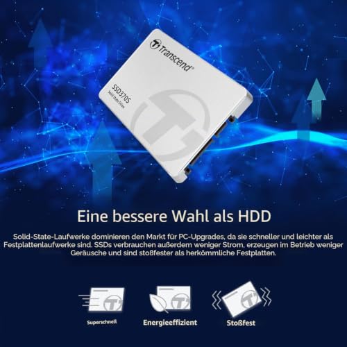 Transcend Highspeed 256 GB interne 2.5” SSD (≠HDD) SATA III 6Gb/s, robust und schnell, für Aufrüstung von Desktop-PCs, Laptops, Notebooks, PS4, Xbox TS256GSSD370S, silber