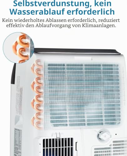 Tragbare 3-in-1-Klimaanlage mit 10000 BTU – mit Fernbedienung, Ventilator, Luftentfeuchter, leisem Betrieb und Rollen; geeignet für Schlafzimmer, Wohnzimmer und Büros, Weiß