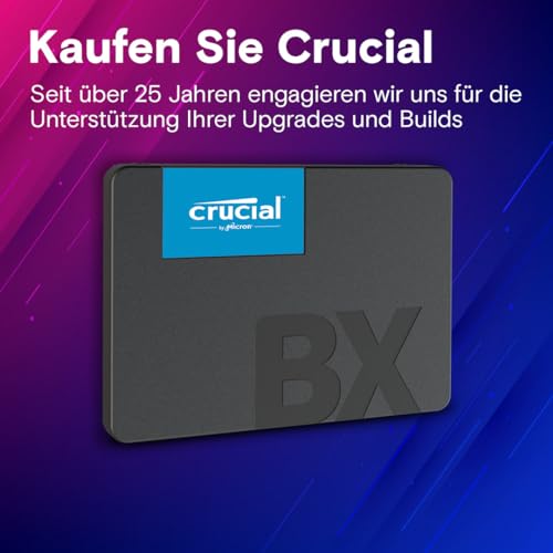 Crucial BX500 SATA SSD 1TB, 2,5" Interne Festplatte, bis zu 540 MB/s, 1TB SSD kompatibel mit Laptop und Desktop (PC), 3D NAND, Dynamische Schreibbeschleunigung - CT1000BX500SSD101