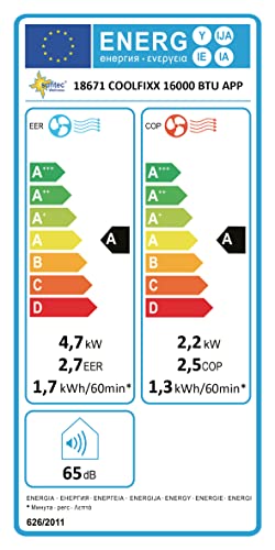 SUNTEC Mobiles Klimagerät Coolfixx 16000 BTU APP – Klimaanlage mobil und leise mit Smart App Steuerung – Entfeuchter für Räume bis 70 qm – Mobile Kühlung & Heizung für zuhause – 16.000 BTU