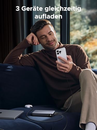 UGREEN Nexode Power Bank 25000mAh 145W, 2x USB-C+1x USB-A, Space Grau | USB-C Port max. 140W (PD3.1), für Reisen/Büro, Laptop/Handy-Aufladung, Kompatibel mit MacBook, Dell, iPhone, Galaxy Serie