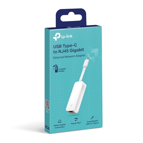 TP-Link USB C Ethernet Adapter 1000Mbps, USB C LAN Adapter Netzwerkadapter Kompatibel mit iPhone 17, iPad, MacBook, Windows, Galaxy S25, Faltbar und tragba (UE300C)