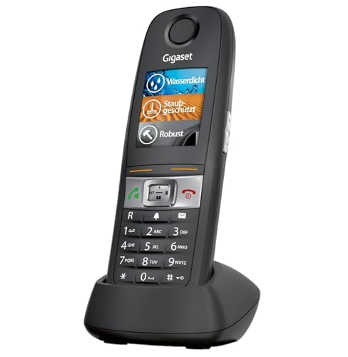 Gigaset E630 - Robustes Schnurloses DECT-Telefon - Mobilteil für Werkstatt - stossfest, staubresistent & wasserabweisend (IP65) - Vibrationsalarm - Lautstärkeregelung, schwarz [Deutsche Version]