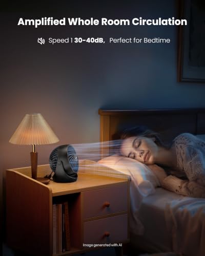 Gaiatop 14 cm Tischventilator, Luftzirkulator, 3 Geschwindigkeiten | Kompakt und kraftvoll, 360° neigbar, 1.5m Kabel für leise Kühlung in Wohnzimmer, Zuhause, Schlafzimmer, Küche oder Büro