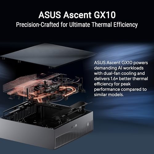 ASUS Ascent GX10-GG0026BN 2TB KI Supercomputer (NVIDIA GB10 Grace Blackwell Superchip, 1 petaFLOP -Leistung, 128 GB Speicher, DGX Spark, NVLink-C2C, ConnectX-7, kompakt)