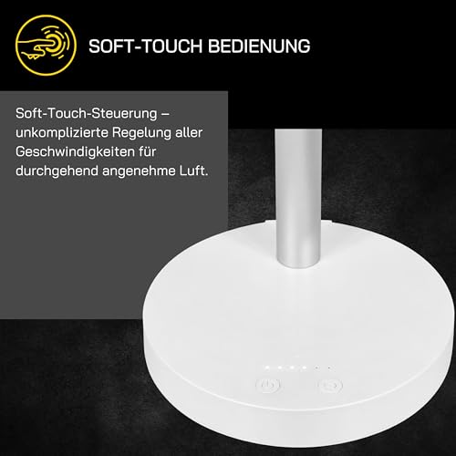 GUTFELS Tischventilator VENTI 3020 R, 20 cm Ø, USB Ventilator mit 4.000 mAh Akku, Touchbedienung, 4 Geschwindigkeiten