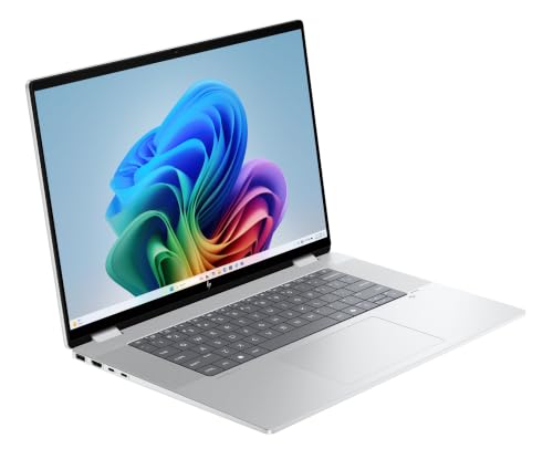 HP OmniBook X Flip, 16" 3K, Intel Core Ultra 7, 32GB RAM, 1TB SSD | Copilot+ Premium 2-in-1 Laptop mit großem 3K-Touchdisplay für Kreativarbeit, Business und Multitasking, QWERTZ, Silber