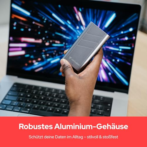 Verbatim TurboMetal Portable SSD 1TB USB4 40Gbps Externe SSD 3700MB/s | Mit USB4, bis 3700MB/s Lesen und 3600MB/s Schreiben für professionelle Datenübertragung und Backups
