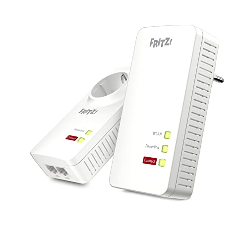 FRITZ!Powerline 1260 WLAN Set | Mesh| Wi-Fi 5 bis zu 1,2 GBit/s | Dualband WLAN (2,4/5 GHz), Powerline über das Stromnetz bis 1,2 GBit/s, einfache Einrichtung, Developed in Europe