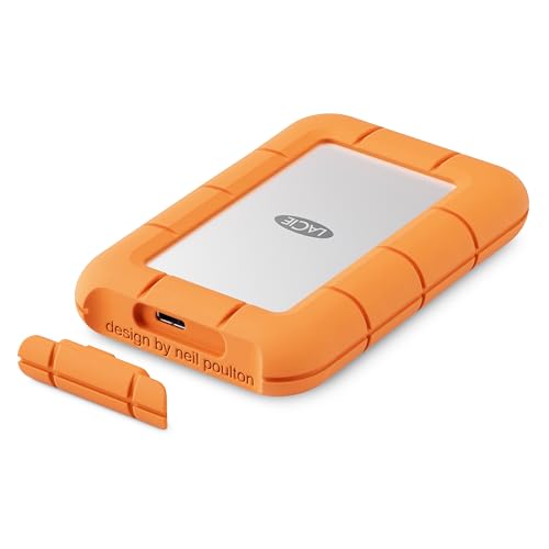 LaCie Rugged Mini Externe SSD 500GB, 40 Gb/s, 2.000 MB/s,kompatibel mit PC/Mac/iPad/Thunderbolt 4 u. 3, Data Rescue Service (STMF500400)