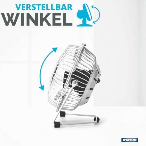 Status USBWHWFAN1PKB4 Tischventilator | 10,2 cm tragbarer Mini-Ventilator | Single Speed kleiner Ventilator | Weiß