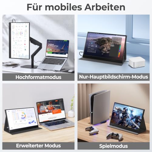 UFYQL Portable Monitor 15,6 Zoll FHD1080P IPS Tragbarer Monitor für Laptop