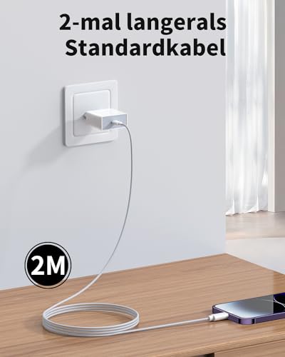 25W Schnellladegerät und Ladekabel für iPhone 14/14 Plus/14 Pro/14 Pro Max/13 12 11 SE, 4-Pack USB C Ladegerät 2M Schnellladekabel Stecker Netzteil Power Adapter Ladestecker Netzstecker