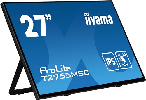 iiyama Prolite T2755MSC-B1 Full-HD IPS PCAP Touchscreen-Monitor | 68,6 cm, 27", 10 Punkt Multitouch, kapazitiv, HDMI, DP, Audio-out, USB3.2, Lautsprecher, 7H, Anti-Fingerprint, VESA, schwarz