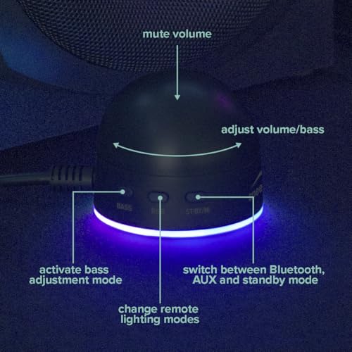 Speedlink Gravity LT PC Lautsprecher 2.1 Soundsystem Bluetooth - mit Subwoofer aus Holz, Aktiv Lautsprechersystem 80 Watt, 3,5mm Klinke AUX, RGB-Tischfernbedienung, schwarz