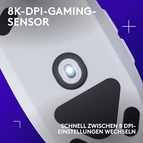 Logitech G203 Gaming-Maus mit anpassbarer LIGHTSYNC RGB-Beleuchtung | 6 programmierbare Tasten, spieletauglicher Sensor, Abtastung mit 8.000 DPI, Geringes Gewicht - Weiß