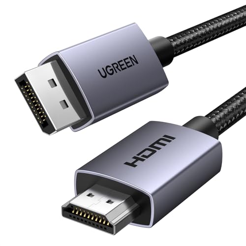 UGREEN 4K@30Hz DP zu HDMI Kabel Aluminium, Uni-Directional Übertragung (2M) | DP-zu-HDMI-Kabel 4K 30Hz 2K 60Hz 1080P 120Hz mit HDR 3D unterstützt auch HDCP und EDID, Anti-Interferenz und Haltbarkeit