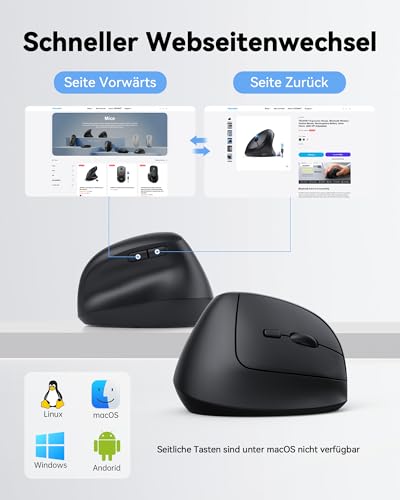 TECKNET Ergonomische Vertikale Kabellose Maus 4800 DPI Wireless Mouse