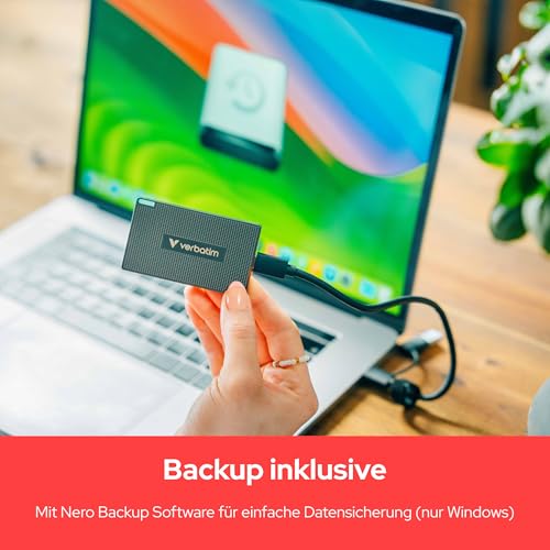 Verbatim Metal Mini Portable SSD 1TB USB 3.2 Gen2 2000MB/s Externe SSD | Metal Portable SSD 1 TB, bis zu 2000 MB/s lesen, 1750 MB/s Schreiben, USB 3.2 Gen 2 für PC, Mac, Smartphone und Spielekonsole