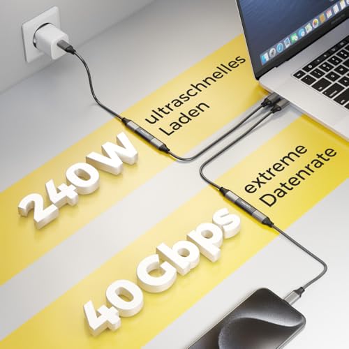deleyCON USB-C Kupplung USB 4.0 40Gbps 240W 8K@60Hz Buchse auf Buchse | USB-C-Verlängerungsadapter mit Aluminiumgehäuse für Lade- und Datenkabel an Smartphone, Tablet, MacBook, Notebook und PS5