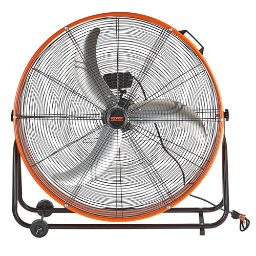 VEVOR Trommelventilator, 30 Zoll Industrie-Ladenventilator, Bodenventilator mit 3 Gänge, Trommelgebläse 13000 CFM, Standventilator 360° verstellbarer, Windmaschine für Lager, Werkstatt, Fabrik, Keller