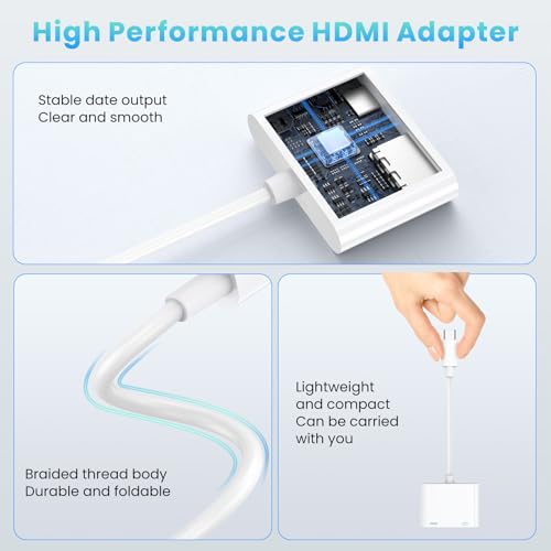 USB C auf HDMI, 100W USBC HDMI Adapter 2-in-1 Hub für iPhone 16/15 Pro Max/iPad, Samsung Galaxy S24 S23 S22 S21 S20 Plus Ultra/Tablet/Laptop/TV/Monitor/Projektor 4K Video und Audio Digital AV Adapter