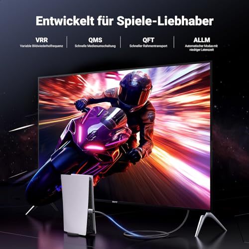 UGREEN HDMI 2.1 Kabel, 8K@60Hz, 4K@240Hz, HDMI zertifiziert, 48Gbps, 2M | Aluminiumgehäuse, Nylongeflecht, HDR, eARC, VRR, ALLM, Dolby Atmos, kompatibel mit PS5, TV, PC, Laptop, Monitor, Projektor
