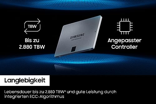 Samsung 870 QVO SATA III 2,5 Zoll SSD, 4 TB, 560 MB/s Lesen, 530 MB/s Schreiben, Interne SSD, schnelle Festplatte als Ersatz für HDD, MZ-77Q4T0BW