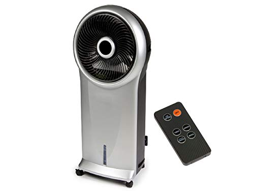 DOMO DO152A Mobiler Luftkühler - 3 Funktionen (natürlich, normal, schlafen) - 5,5L Wassertank - 800m³/Std - Lautstärke 65 Db - Inklusive 2 Kühlelemente - Schwarz/Silber