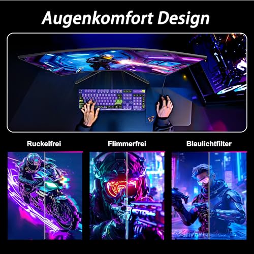 Amzfast Gaming Monitor 32 Zoll Curved – 240Hz, FHD 1920x1080, 1 ms MPRT, 1500R, Adaptive Sync, HDR, sRGB 125%, VESA 100x100, HDMI 2.0 & DP 1.4 (AMZG32C1F)