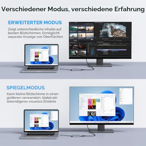 ABLEWE USB zu HDMI Adapter, Upgraded Aluminium HDMI zu USB 3.0.2.0 Audio Video Grafik Konverter Kabel f¨¹r PC Laptop Monitor Projektor Desktop TV, Unterst¨¹Tzung Mac OS, Windows 10/8.1/8/7