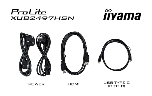 iiyama Prolite XUB2497HSN-B2 60,5cm 23,8" IPS LED-Monitor Full-HD 100Hz HDMI DP-in/Out DaisyChain USB3.2 USB-C Dock 65W LAN Slim-Line Höhenverstellung Pivot Adaptive Sync schwarz