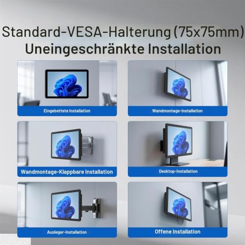 10,1-Zoll Industrie-Einbau-Panel-PC mit Windows 11, 10-Punkt-Touchscreen, Celeron N5095, 8 GB RAM 128 GB ROM, Dual HDMI 2.0, WiFi 5 und Bluetooth 5.0 – ideal für Büro, Automatisierung, Kiosk, Bar