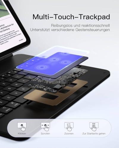 Inateck Tastatur Hülle für iPad Air 11 M4 /M3/M2, Freitragender Ständer