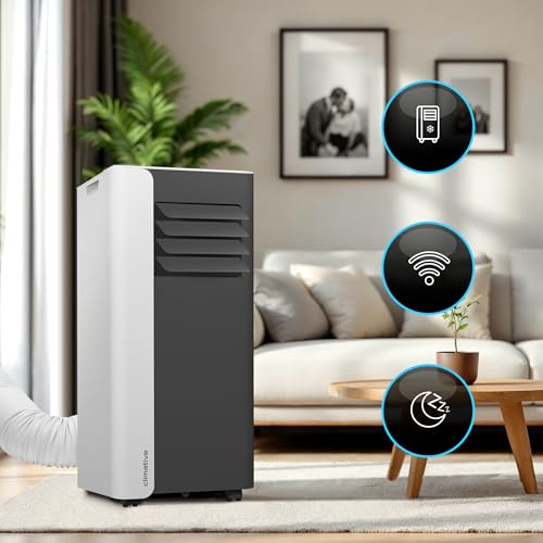 Climative Mobile Klimaanlage 9000 BTU WiFi Tuya Smart Klimaanlage Mobil mit Abluftschlauch Mini 2,6 kW 3-in-1 Portable Air Conditioner 26 m² Fensterabdichtung